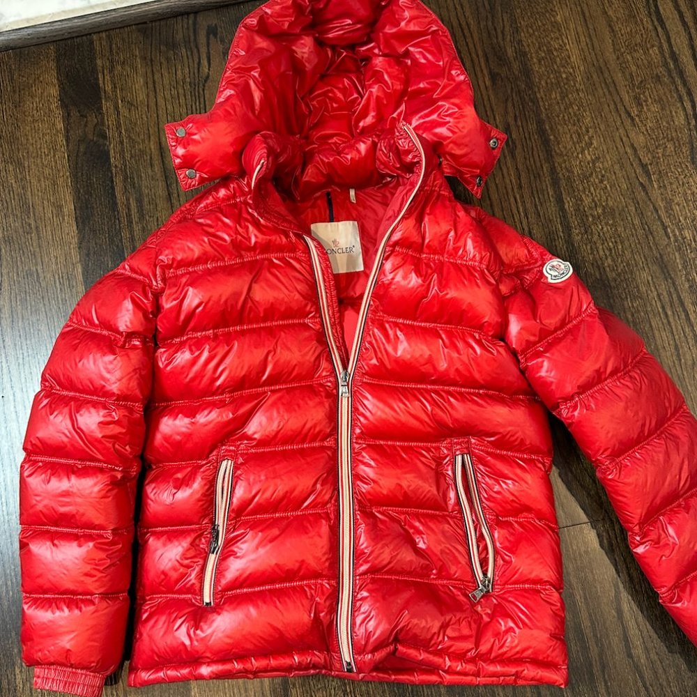 Moncler Red Zip-Up Puffer Coat Woman's